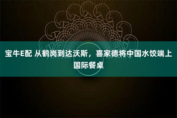 宝牛E配 从鹤岗到达沃斯，喜家德将中国水饺端上国际餐桌